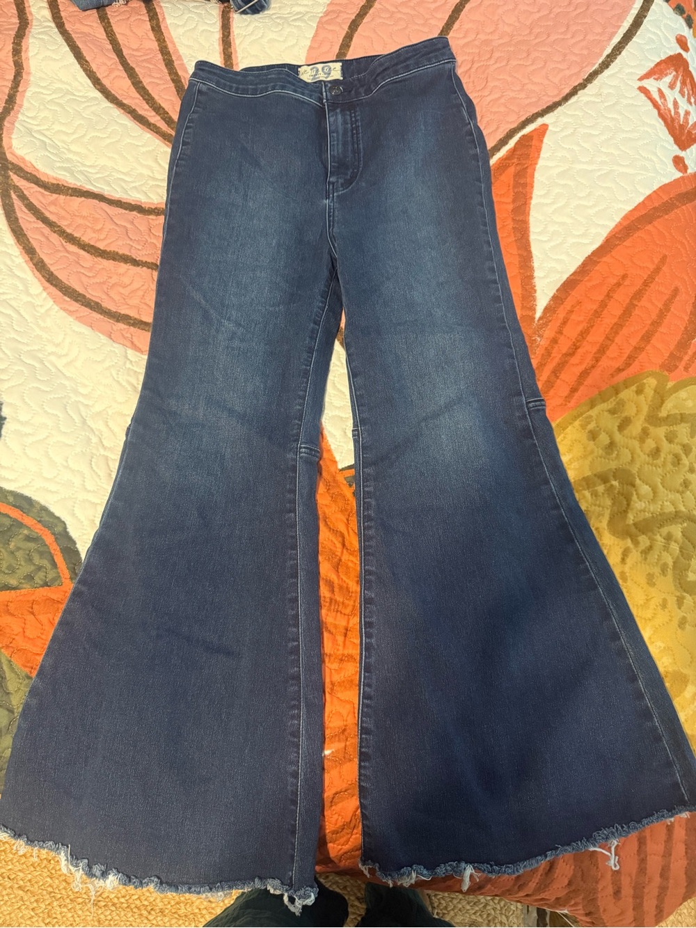 We The Free Dark Blue High-Rise Wide Flare Jeans